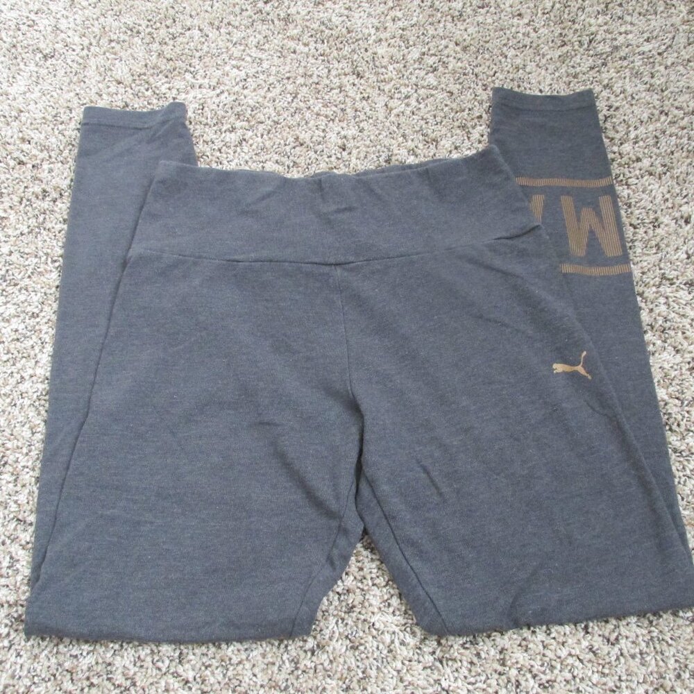 Puma Pull‎ On Skinny Athletic Pants Womens Medium Gray Stretch Elastic Leggings